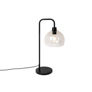 Moderná stolová lampa čierna s dymovým tienidlom - Maly vyobraziť
