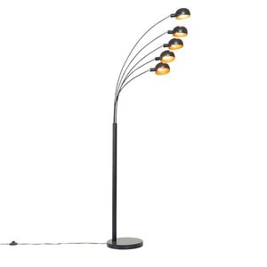 Dizajnová stojaca lampa čierna so zlatom 5-svetlo - Sixties Marmo vyobraziť