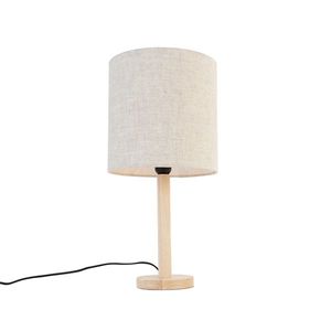 Rustikálna stolná lampa drevená so svetlohnedým tienidlom - Mels vyobraziť