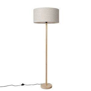 Rustikálna stojaca lampa drevená s hnedým tienidlom - Mels vyobraziť