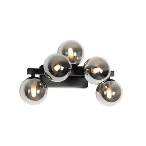 Moderná nástenná lampa čierna s dymovým sklom 5-svetlo - Bianca vyobraziť