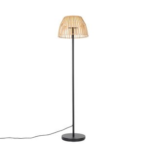 Rustikálna vonkajšia stojaca lampa čierna s bambusom vrátane LED - Kaiser vyobraziť
