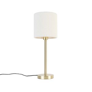 Klasická stolná lampa mosadz s tienidlom z bouclé bielej farby 20 cm - Simplo vyobraziť