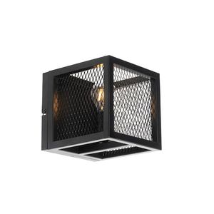 Priemyselná nástenná lampa čierna s mriežkou - Cage vyobraziť