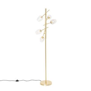 Klasická stojaca lampa zlatá so sklom 5-svetlo - Elien vyobraziť