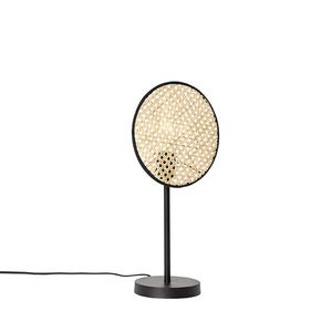 Rustikálna stolná lampa čierna s ratanom 25 cm - Kata vyobraziť