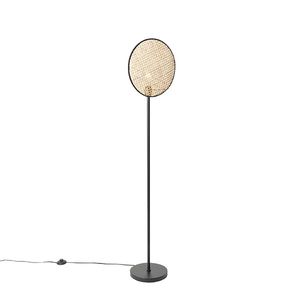 Rustikálna stojaca lampa čierna s ratanom 35 cm - Kata vyobraziť