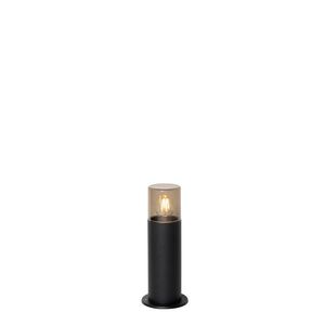 Stojaca vonkajšia lampa čierna s dymovým tienidlom 30 cm IP44 - Odense vyobraziť