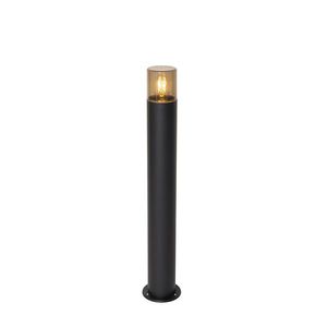 Stojaca vonkajšia lampa čierna s dymovým tienidlom 70 cm - Odense vyobraziť