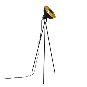 Priemyselná stojaca lampa trojnožka čierna so zlatom - Magna Basic 25 vyobraziť
