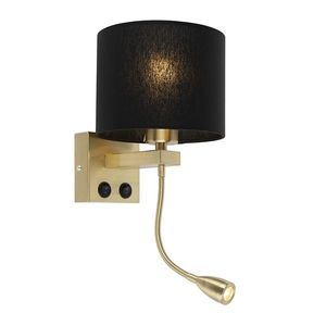 Art Deco nástenná lampa zlatá s čiernym tienidlom - Brescia vyobraziť