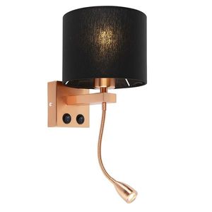 Art Deco nástenná lampa medená s čiernym tienidlom - Brescia vyobraziť