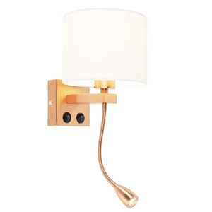 Art Deco nástenná lampa medená s bielym tienidlom - Brescia vyobraziť