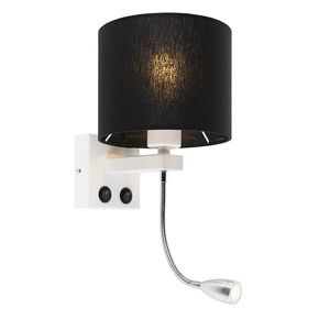 Moderná nástenná lampa biela s čiernym tienidlom - Brescia vyobraziť