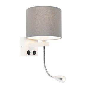 Moderná nástenná lampa biela so sivým tienidlom - Brescia vyobraziť