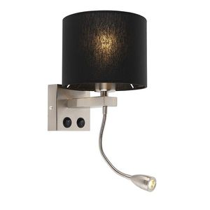 Moderná nástenná lampa oceľ s čiernym tienidlom - Brescia vyobraziť
