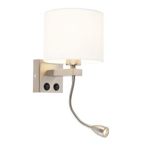 Moderná nástenná lampa oceľ s bielym tienidlom - Brescia vyobraziť