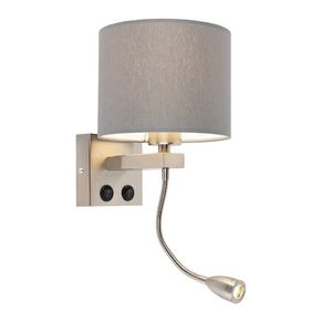 Moderná nástenná lampa oceľ s šedým tienidlom - Brescia vyobraziť
