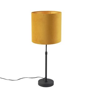 Stolná lampa čierna so žltým zamatovým tienidlom so zlatom 25 cm - Parte vyobraziť