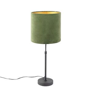 Stolná lampa čierna so zeleným zamatovým tienidlom so zlatom 25 cm - Parte vyobraziť