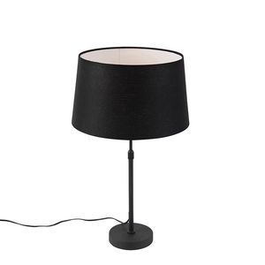 Stolná lampa čierna s ľanovým tienidlom čiernym 35 cm nastaviteľná - Parte vyobraziť