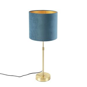 Stolná lampa zlatá/mosadzná s modrým zamatovým tienidlom 25 cm - Parte vyobraziť