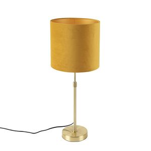 Stolná lampa zlatá/mosadzná so žltým zamatovým tienidlom 25 cm - Parte vyobraziť