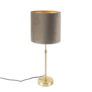 Stolná lampa zlatá/mosadzná s hnedým zamatovým tienidlom 25 cm - Parte vyobraziť