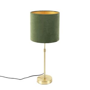 Stolná lampa zlatá/mosadz s tienidlom zo zamatu zelená 25 cm - Parte vyobraziť