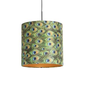 Závesné svietidlo s tienidlom z zamatu Peacock so zlatom 40 cm - Combi vyobraziť