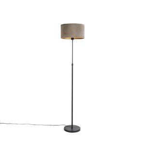 Stojaca lampa čierna s tienidlom z taupe zamatu so zlatom 35 cm - Parte vyobraziť