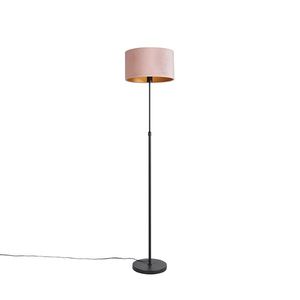 Stojaca lampa čierna s ružovým zamatovým tienidlom so zlatom 35 cm - Parte vyobraziť