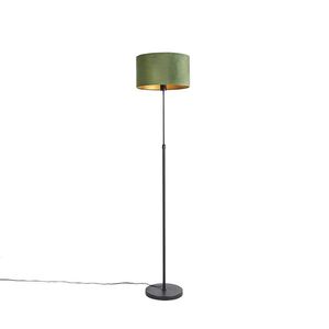Stojaca lampa čierna s tienidlom zo zamatu zelená so zlatom 35 cm - Parte vyobraziť