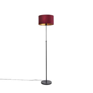 Stojaca lampa čierna s červeným zamatovým tienidlom so zlatom 35 cm - Parte vyobraziť