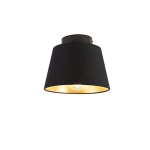 Stropné svietidlo s bavlneným tienidlom čierne so zlatom 20 cm - Combi Black vyobraziť