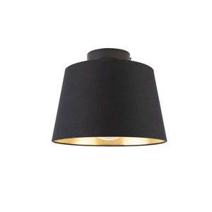 Stropné svietidlo s tienidlom z bavlny čierne so zlatom 25 cm - Combi Black vyobraziť