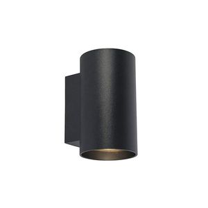 Moderná nástenná lampa čierna okrúhla 2-svetlá - Sandy vyobraziť