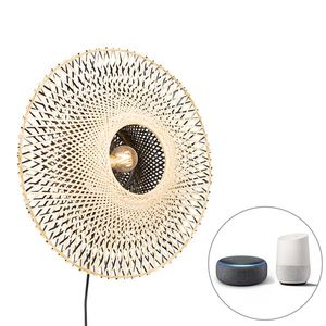 Inteligentná nástenná lampa bambus 50 cm so zástrčkou vrátane Wifi A60 - Rina vyobraziť