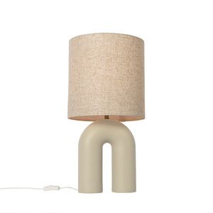 Dizajnová stolná lampa béžová s tienidlom z ľanu béžová - Lotti vyobraziť