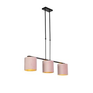 Závesné svietidlo s plyšovými tienidlami ružové so zlatom 20 cm - Combi 3 Deluxe vyobraziť