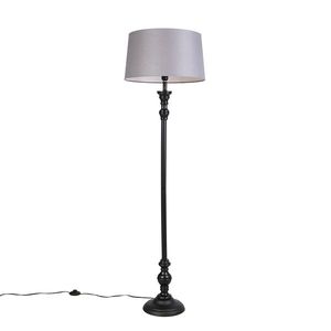 Stojaca lampa čierna s tienidlom z ľanu sivá 45 cm - Classico vyobraziť
