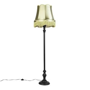 Stojaca lampa čierna s tienidlom Granny zelená - Classico vyobraziť
