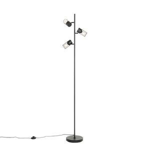 Priemyselná stojaca lampa čierna 3-svetlo - Jim vyobraziť