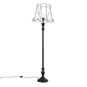 Stojaca lampa čierna s tienidlom z drôteného rámu 45 cm - Classico vyobraziť