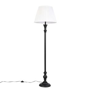 Stojaca lampa čierna s plisovaným tienidlom bielym 45 cm - Classico vyobraziť