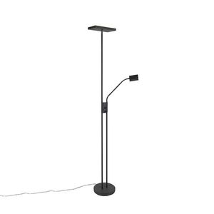 Moderná stojaca lampa čierna vrátane LED a stmievača s lampou na čítanie - Jazzy vyobraziť