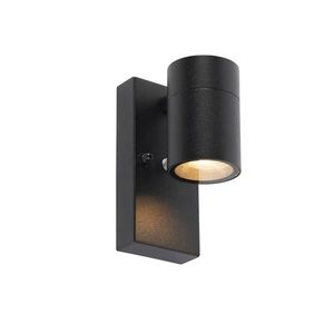 Moderná vonkajšia nástenná lampa čierna IP44 so senzorom súmraku - Solo vyobraziť