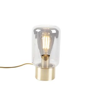 Dizajnová stolová lampa mosadz so sklom s dymovým efektom - Bliss Cute vyobraziť
