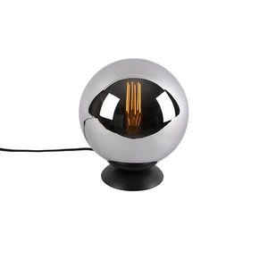 Art Deco stolná lampa čierna s dymovým sklom - Pallon vyobraziť