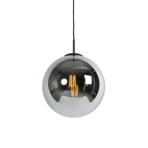 Závesné svietidlo v štýle Art Deco čierne s dymovým sklom 30 cm - Pallon vyobraziť
